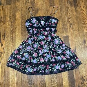 EUC F21 floral bohemian lace tiered flowy mini dress